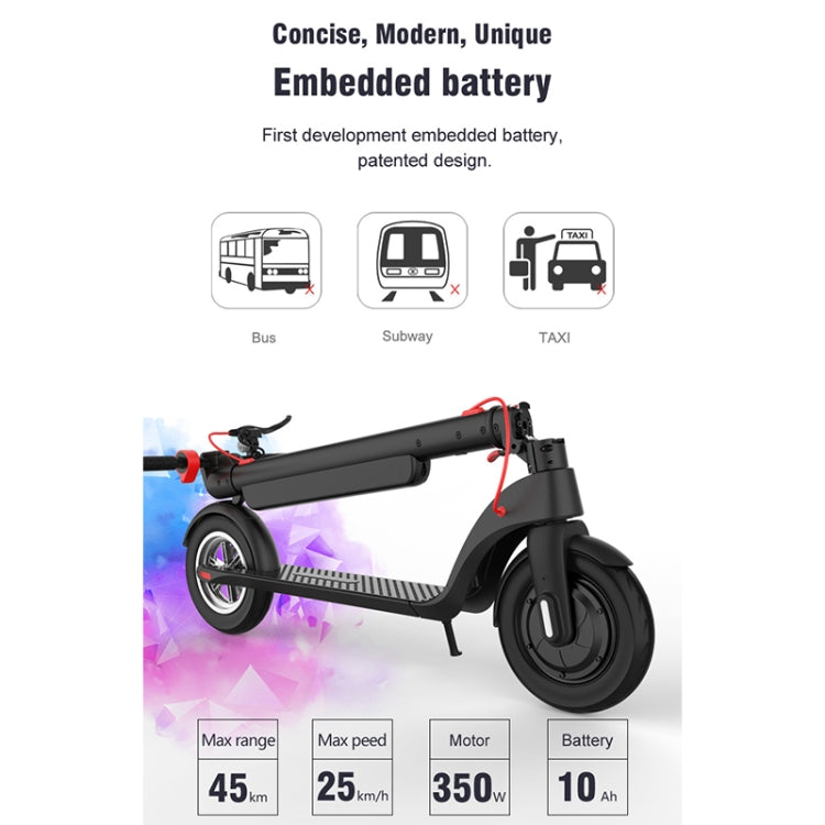 [EU Warehouse] X8 Outdoor Waterproof Foldable Electric Scooter with 10 inch Vacuum Tires & LCD Display & LED Lights & 10AH Lithium Battery, Load-bearing: 20-100kg (Black) - Electric Scooters by buy2fix | Online Shopping UK | buy2fix