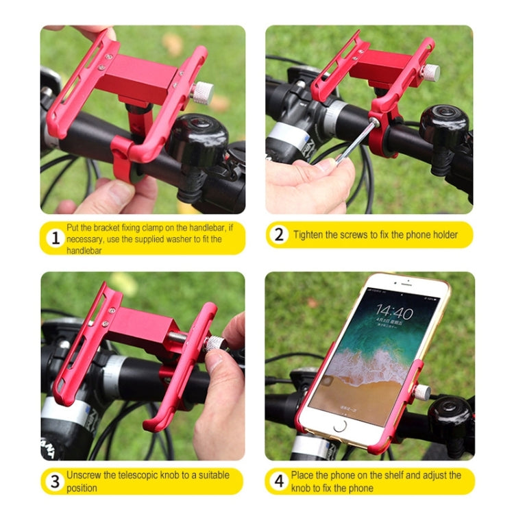BIKERSAY MP007 Universal Aluminum Alloy Motorcycle Bicycle Phone Holder (Titanium Color) - Holders by BIKERSAY | Online Shopping UK | buy2fix