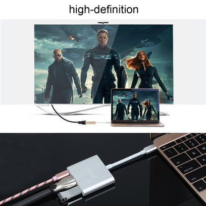 USB-C / Type-C 3.1 Male to USB-C / Type-C 3.1 Female & HDMI Female & USB 3.0 Female Adapter(Gold) - Computer & Networking by buy2fix | Online Shopping UK | buy2fix