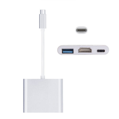 USB-C / Type-C 3.1 Male to USB-C / Type-C 3.1 Female & HDMI Female & USB 3.0 Female Adapter(Silver) - Computer & Networking by buy2fix | Online Shopping UK | buy2fix