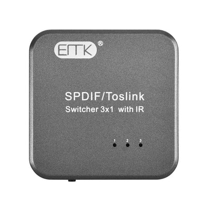 EMK SPDIF/TosLink Digital Optical Audio 3x1 Switcher with IR Controller (Grey) - Audio Signal Switcher by EMK | Online Shopping UK | buy2fix