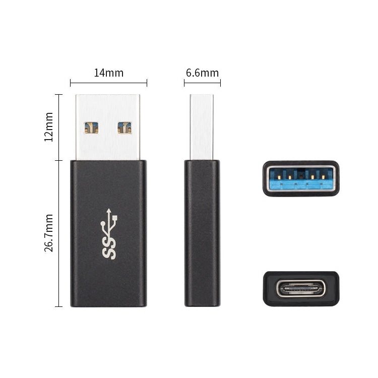 Type-C / USB-C to USB 3.0 AM Adapter(Black) - Type-C Adapter by buy2fix | Online Shopping UK | buy2fix