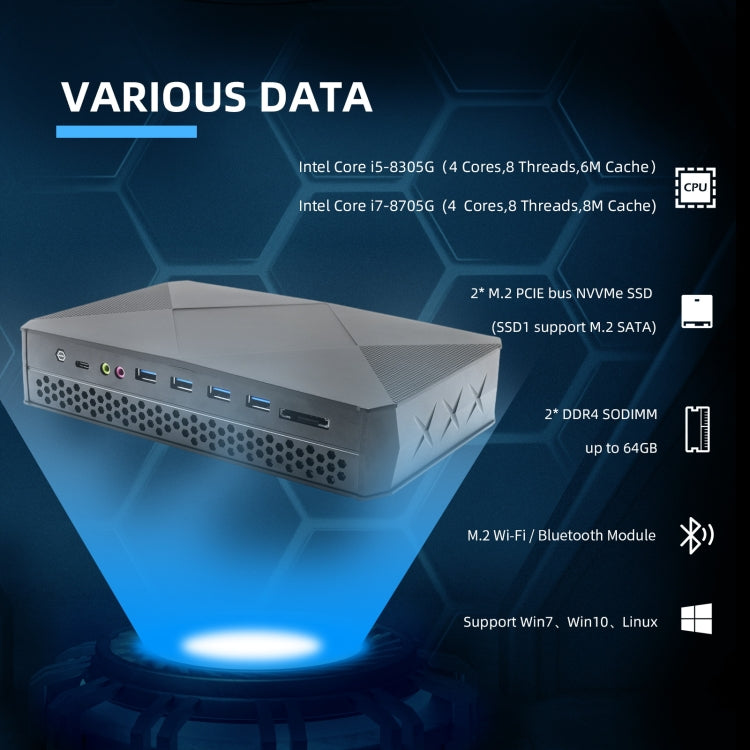HYSTOU F9 Windows 10 / Linux System Gaming Mini PC, Intel Core i7-8809G 4 Core 8M Cache up to 4.20GHz, 32GB RAM+ 512GB SSD, AU Plug - Windows Mini PCs by HYSTOU | Online Shopping UK | buy2fix