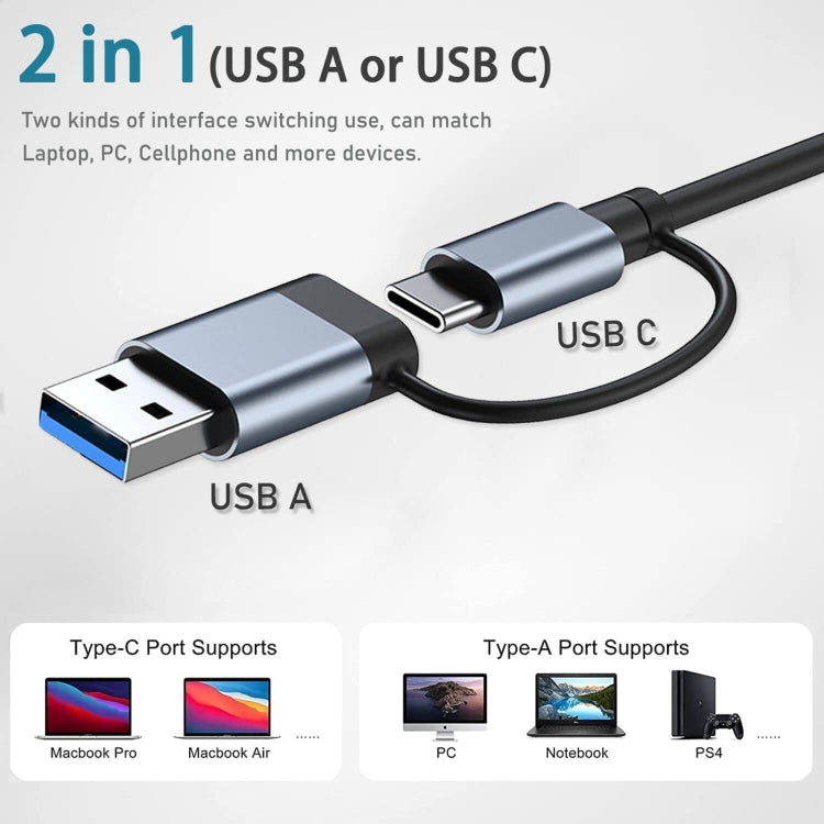 BYL-2207 2 in 1 USB + Type-C to RJ45 Docking Station HUB Adapter - Computer & Networking by buy2fix | Online Shopping UK | buy2fix