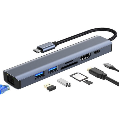 BYL-2303 7 in 1 USB-C / Type-C to USB Multifunctional Docking Station HUB Adapter - Computer & Networking by buy2fix | Online Shopping UK | buy2fix