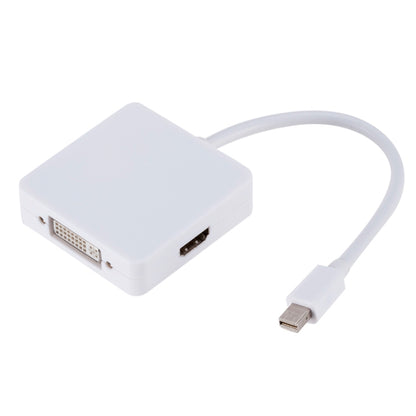 3 in 1 Mini DP Male to HDMI + VGA + DVI Female Square Adapter, Cable Length: 18cm (White) -  by buy2fix | Online Shopping UK | buy2fix