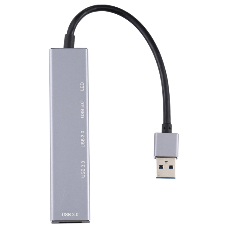 3019 4 x USB 3.0 to USB 3.0 Aluminum Alloy HUB Adapter with LED Indicator (Silver Grey) - Computer & Networking by buy2fix | Online Shopping UK | buy2fix