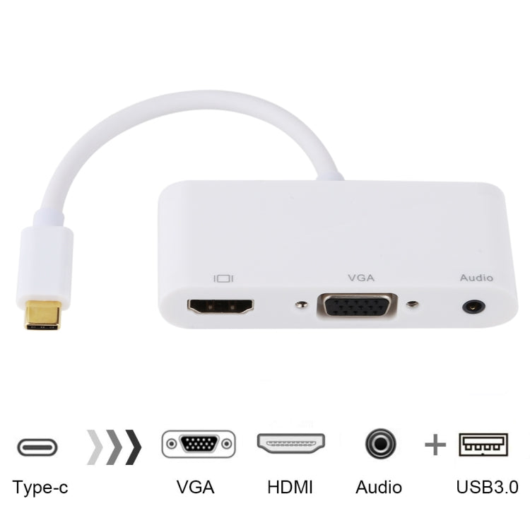 USB 2.0 + Audio Port + VGA + HDMI to USB-C / Type-C HUB Adapter (White) - Computer & Networking by buy2fix | Online Shopping UK | buy2fix