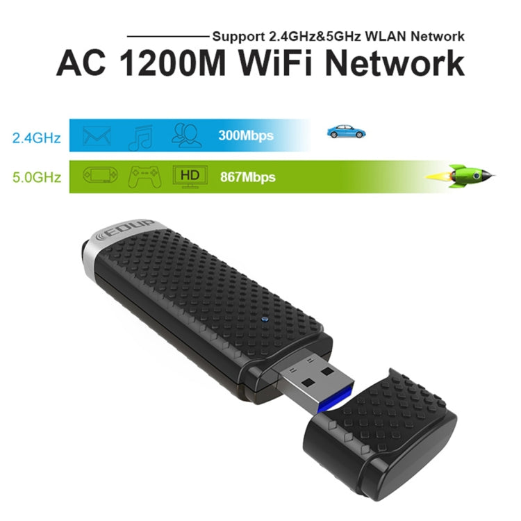 EDUP EP-AC1617 1200Mbps High Speed USB 3.0 WiFi Adapter Receiver Ethernet Adapter - USB Network Adapter by EDUP | Online Shopping UK | buy2fix