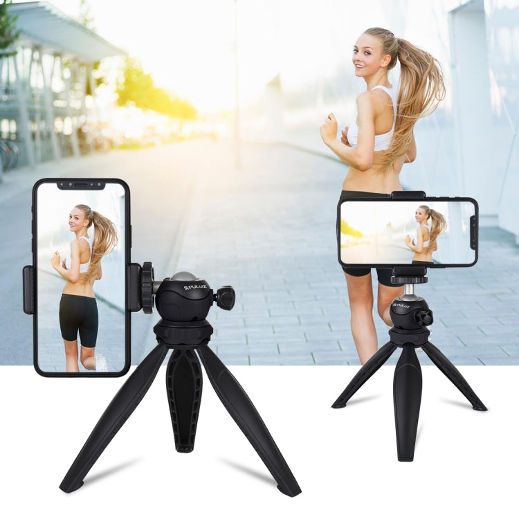 PULUZ 20cm Pocket Plastic Tripod Mount with 360 Degree Ball Head for Smartphones, GoPro, DSLR Cameras(Black) - Camera Accessories by PULUZ | Online Shopping UK | buy2fix