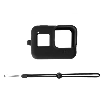 PULUZ Silicone Protective Case Cover with Wrist Strap for GoPro HERO8 Black(Black) - DJI & GoPro Accessories by PULUZ | Online Shopping UK | buy2fix