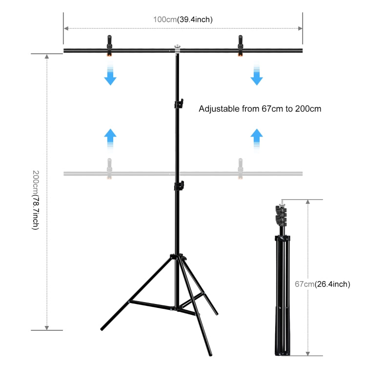 PULUZ 1x2m T-Shape Photo Studio Background Support Stand Backdrop Crossbar Bracket Kit with Clips(Green) - Other by PULUZ | Online Shopping UK | buy2fix