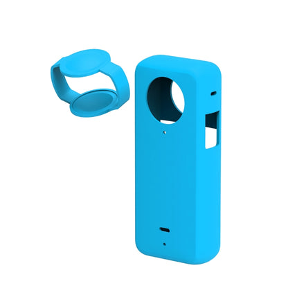 For Insta360 X3 PULUZ Silicone Protective Case with Lens Cover(Blue) - Case & Bags by PULUZ | Online Shopping UK | buy2fix