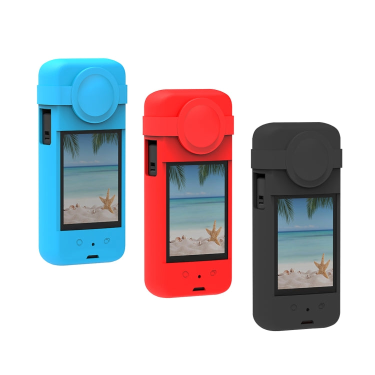 For Insta360 X3 PULUZ Silicone Protective Case with Lens Cover(Blue) - Case & Bags by PULUZ | Online Shopping UK | buy2fix