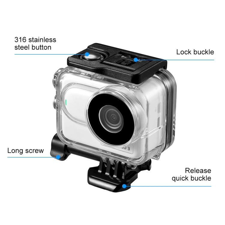 For Insta360 GO 3 PULUZ 60m Underwater Waterproof Housing Case with Base Adapter & Screw (Transparent) - Case & Bags by PULUZ | Online Shopping UK | buy2fix