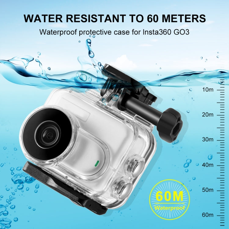 For Insta360 GO 3 PULUZ 60m Underwater Waterproof Housing Case with Base Adapter & Screw (Transparent) - Case & Bags by PULUZ | Online Shopping UK | buy2fix