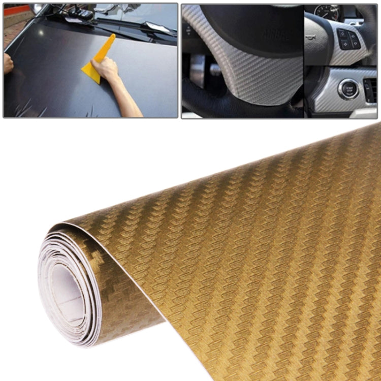 Car Decorative 3D Carbon Fiber PVC Sticker, Size: 127cm x 50cm(Gold) - Auto Film by buy2fix | Online Shopping UK | buy2fix