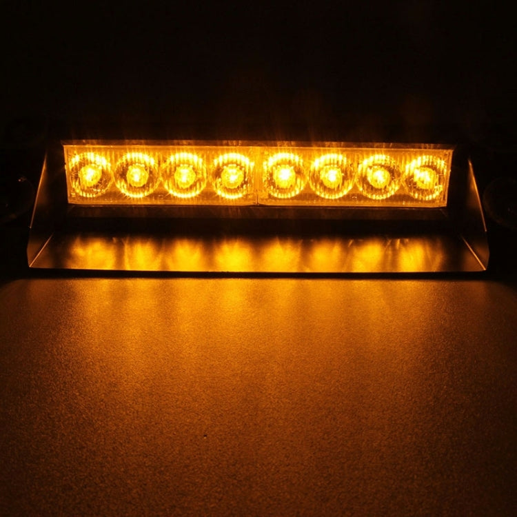 8W 800LM 8-LED Yellow Light 3-Modes Adjustable Angle Car Strobe Flash Dash Emergency Light Warning Lamp with Suckers, DC 12V - In Car by buy2fix | Online Shopping UK | buy2fix