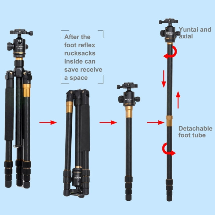 ZOMEI Z688 Portable Professional Travel Magnesium Alloy Material Tripod Monopod with Ball Head for Digital Camera - Tripods by ZOMEI | Online Shopping UK | buy2fix