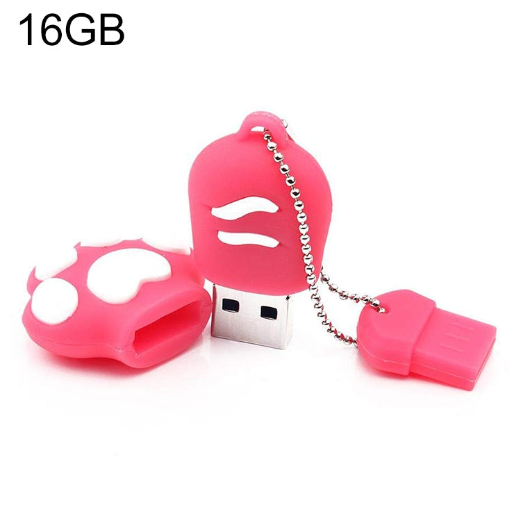 16GB Bear Paw Shaped Silicone USB 2.0 Flash Disk with Anti Dust Cup(Red plum) - USB Flash Drives by buy2fix | Online Shopping UK | buy2fix