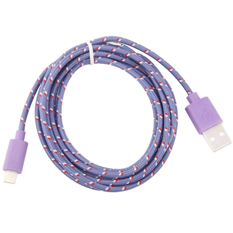 3m Nylon Netting Style USB Data Transfer Charging Cable for iPhone, iPad(Purple) - Normal Style Cable by buy2fix | Online Shopping UK | buy2fix