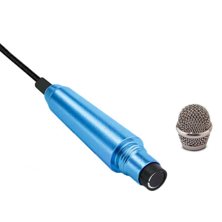 3.5mm Male + 3.5mm Female Ports Mini Household Mobile Phone Sing Song Metal Condenser Microphone, Compatible with IOS / Android System(Blue) - Apple Accessories by buy2fix | Online Shopping UK | buy2fix