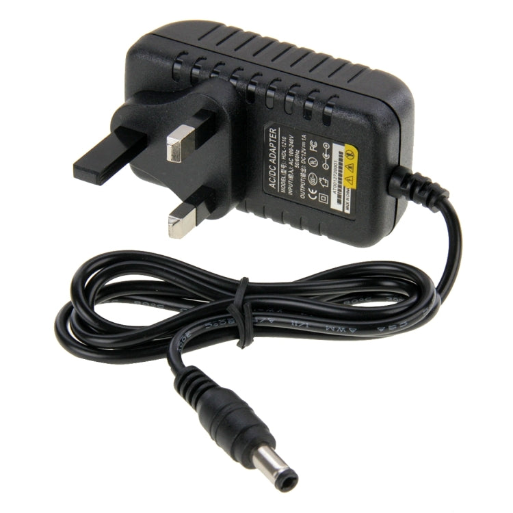 UK Plug AC 100-240V to DC 12V 1A Power Adapter, Tips: 5.5 x 2.1mm, Cable Length: about 90cm(Black) - Consumer Electronics by buy2fix | Online Shopping UK | buy2fix