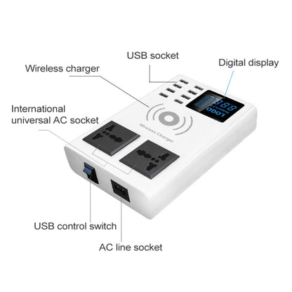 YC-CDA10W 10W Multi Port USB Intelligent Digital Display Fast Charging Wireless Charger, UK Plug - Multifunction Charger by buy2fix | Online Shopping UK | buy2fix