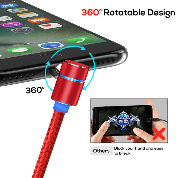 TOPK 1m 2.4A Max USB to 90 Degree Elbow Magnetic Charging Cable with LED Indicator, No Plug(Red) - Mobile Accessories by TOPK | Online Shopping UK | buy2fix