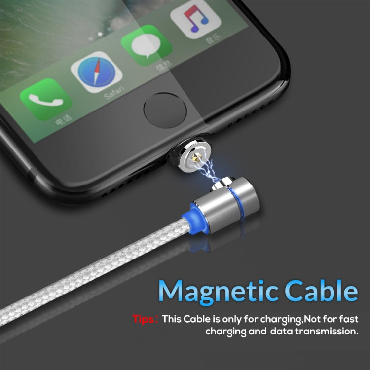 TOPK 2m 2.4A Max USB to 90 Degree Elbow Magnetic Charging Cable with LED Indicator, No Plug(Silver) - Mobile Accessories by TOPK | Online Shopping UK | buy2fix