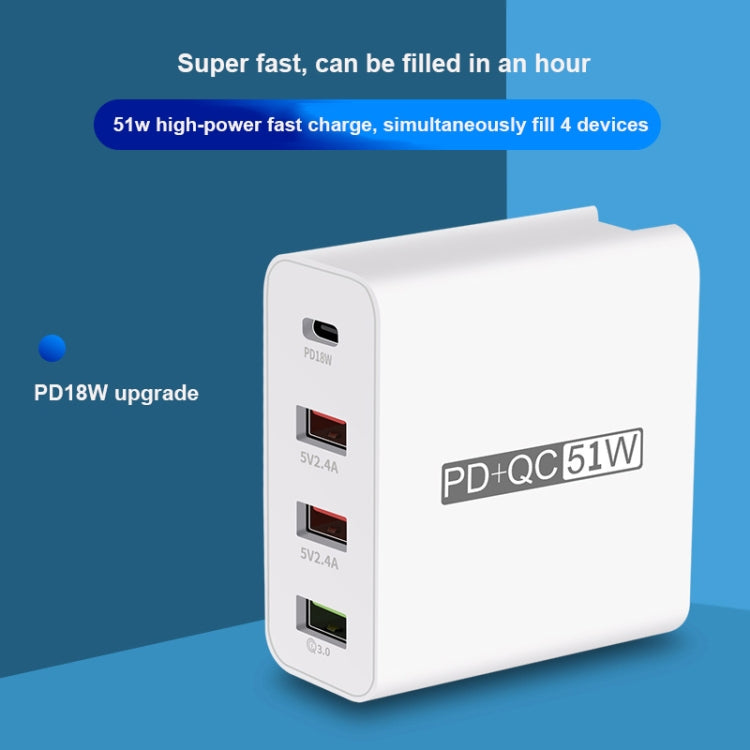 WLX-A6 4 Ports Quick Charging USB Travel Charger Power Adapter, UK Plug - USB Charger by buy2fix | Online Shopping UK | buy2fix