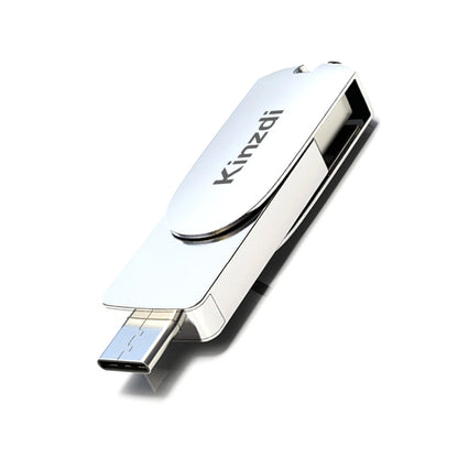 Kinzdi 32GB USB 3.0 + Type-C 3.0 Interface Metal Twister Flash Disk V11 (Silver) - USB Flash Drives by Kinzdi | Online Shopping UK | buy2fix