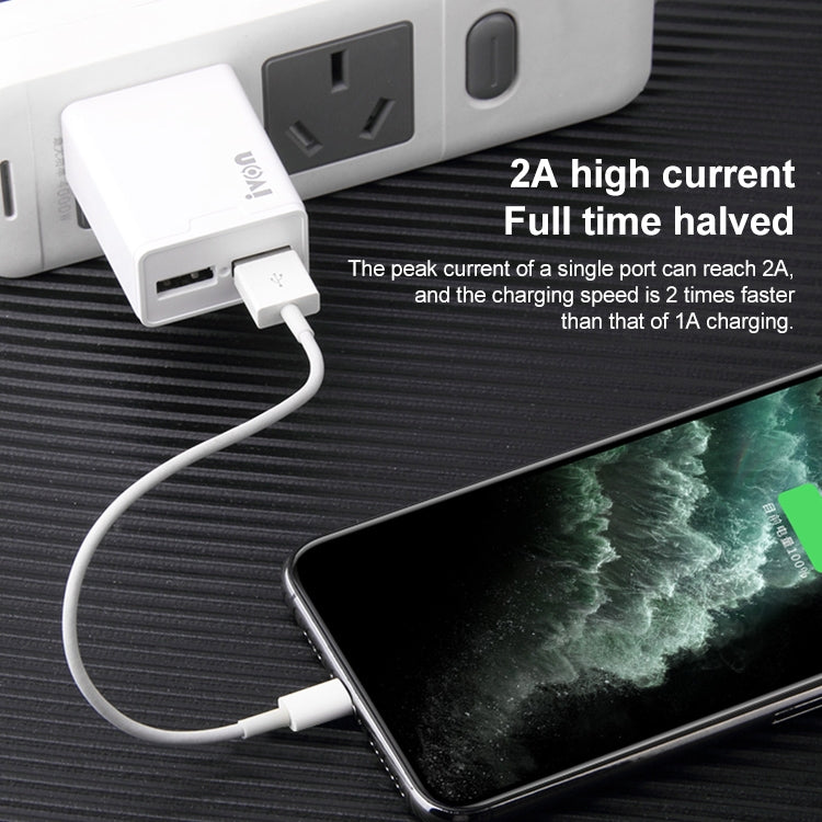IVON AD38 5V 2.1A Dual USB Port Travel Charger, US Plug - USB Charger by IVON | Online Shopping UK | buy2fix