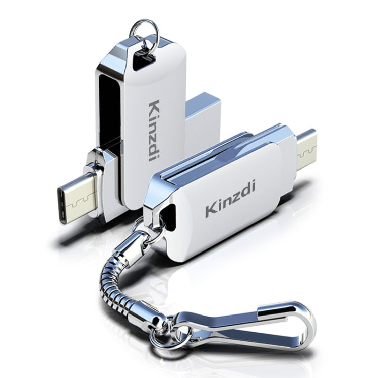 Kinzdi 32GB USB + Type-C Interface Metal Twister Flash Disk V8 (Silver) - USB Flash Drives by Kinzdi | Online Shopping UK | buy2fix