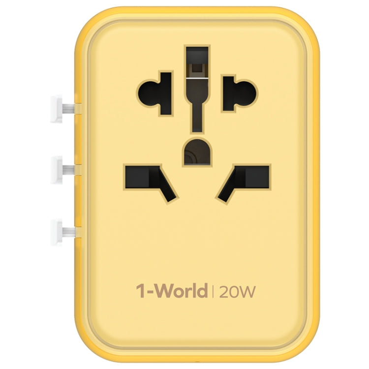 MOMAX UA11 1-World 20W PD Global Travel Fast Charger Power Adapter(Yellow) - International Plug Adaptor by MOMAX | Online Shopping UK | buy2fix