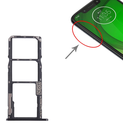 For Motorola Moto G7 Play SIM Card Tray + SIM Card Tray + Micro SD Card Tray (Black) - Card Socket by buy2fix | Online Shopping UK | buy2fix