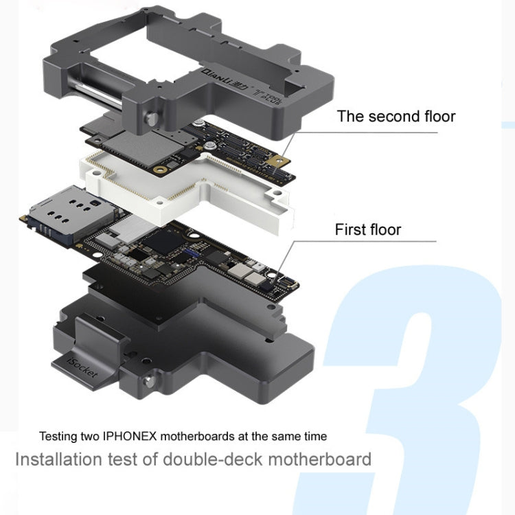 Qianli iSocket 3 In 1 Motherboard Layered Test Frame Upper Lower Layers Logic Board Function Fast Test Holder For iPhone X / XS / XS Max - Repair Fixture by QIANLI | Online Shopping UK | buy2fix