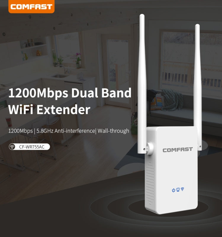 Comfast 755AC 1200Mbps Wifi Repeater Dual Band Wifi Signal Amplifier - Wireless Routers by COMFAST | Online Shopping UK | buy2fix