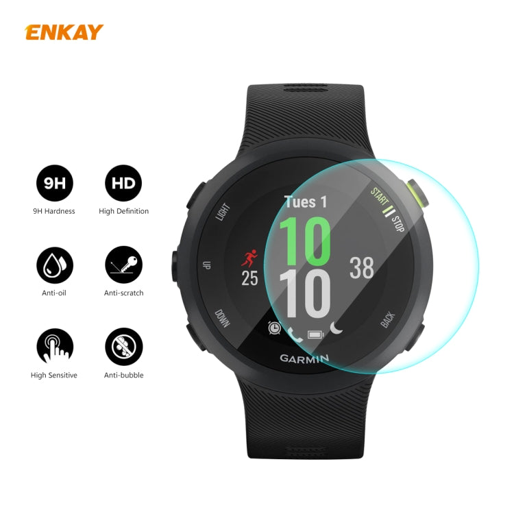 For Garmin Forerunner 45 / 45S 2 PCS ENKAY Hat-Prince 0.2mm 9H 2.15D Curved Edge Tempered Glass Screen Protector  Watch Film - Smart Wear by ENKAY | Online Shopping UK | buy2fix