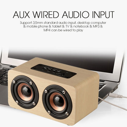W5 Portable HiFi Shock Bass Wooden Bluetooth Speaker(Yellow) - Mini Speaker by buy2fix | Online Shopping UK | buy2fix