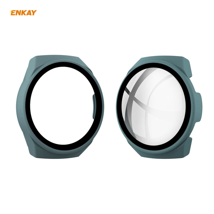 For Huawei Watch GT 2e 46mm ENKAY Hat-Prince ENK-AC8203 Full Coverage PC Frosted Case + 9H Tempered Glass Film(Green) - Watch Cases by ENKAY | Online Shopping UK | buy2fix