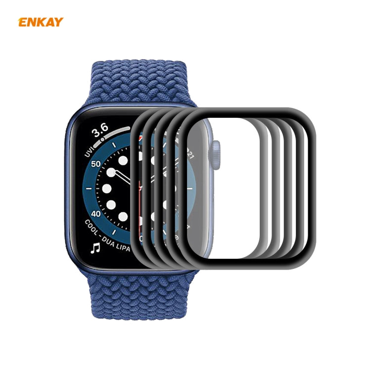 For Apple Watch 6/5/4/SE 44mm 5PCS ENKAY Hat-Prince 0.2mm 9H Surface Hardness 3D Explosion-proof Aluminum Alloy Edge Full Screen Tempered Glass Screen Film - Watch Cases by ENKAY | Online Shopping UK | buy2fix