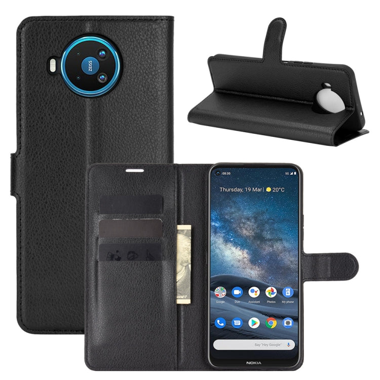 For Nokia 8.3 5G Litchi Texture Horizontal Flip Protective Case with Holder & Card Slots & Wallet(Black) - Mobile Accessories by buy2fix | Online Shopping UK | buy2fix