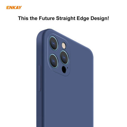 For iPhone 12 Pro Hat-Prince ENKAY ENK-PC069 Liquid Silicone Straight Edge Shockproof Protective Case(Navy Blue) - iPhone 12 / 12 Pro Cases by ENKAY | Online Shopping UK | buy2fix