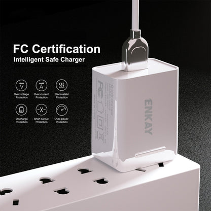 ENKAY Hat-Prince U036 18W 3A QC3.0 Fast Charging Power Adapter US Plug Portable Travel Charger With 3A 1m Micro USB Cable - USB Charger by ENKAY | Online Shopping UK | buy2fix