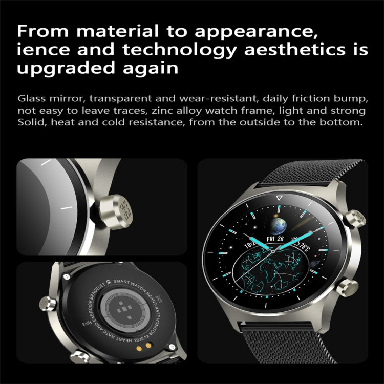 E13 1.28 inch IPS Color Screen Smart Watch, IP68 Waterproof, Leather Watchband, Support Heart Rate Monitoring/Blood Pressure Monitoring/Blood Oxygen Monitoring/Sleep Monitoring(Black) - Smart Wear by buy2fix | Online Shopping UK | buy2fix