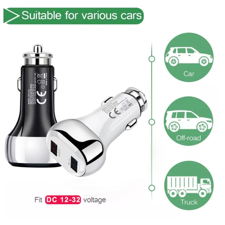 YSY-312 18W Portable QC3.0 Dual USB Mobile Phones and Tablet PCs Universal Car Charger(Black) - Car Charger by buy2fix | Online Shopping UK | buy2fix