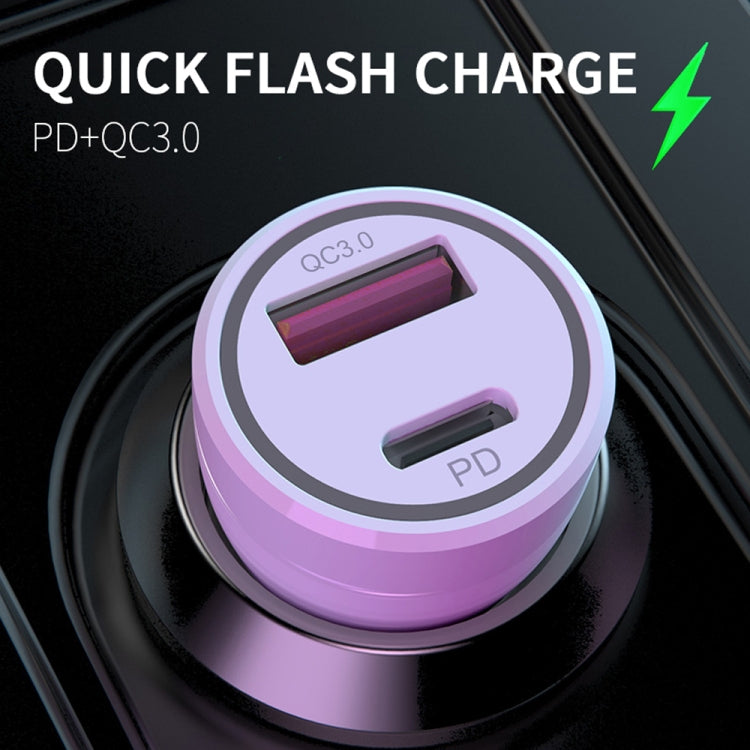 P21 Portable PD 20W + QC3.0 18W Dual Ports Fast Car Charger with USB to Type-C Cable Kit(White) - In Car by buy2fix | Online Shopping UK | buy2fix