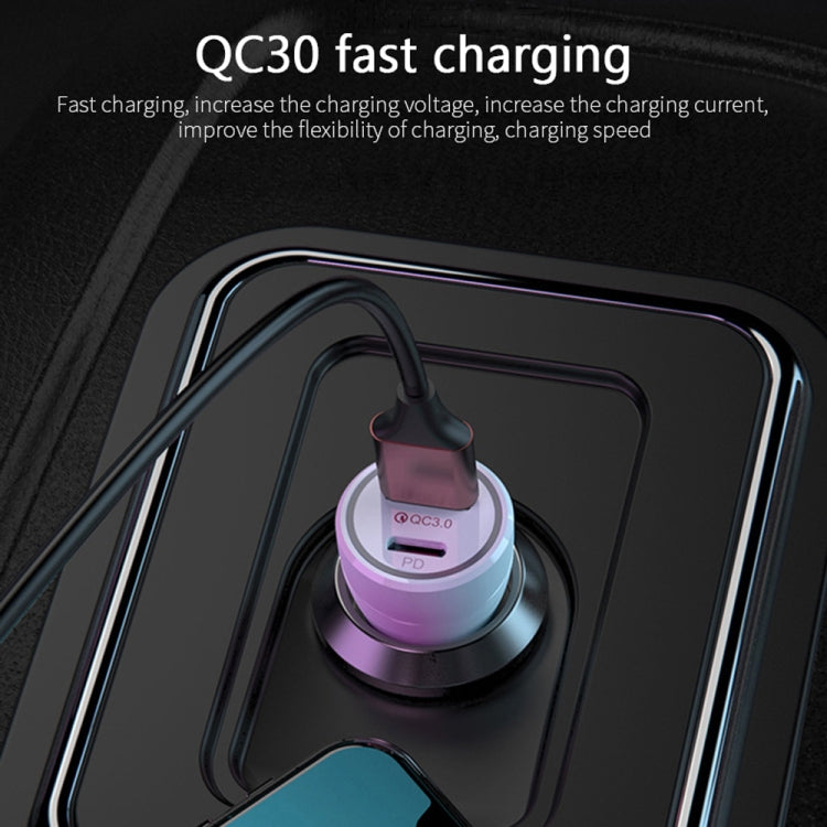 P21 PD 20W USB-C / Type-C + QC3.0 18W USB Fast Car Charger with USB-C / Type-C to 8 Pin Data Cable Set(Black) - In Car by buy2fix | Online Shopping UK | buy2fix