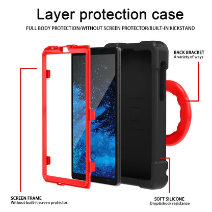 For Galaxy Tab A7 Lite T220/T225 PC + Silicone Shockproof Combination Case with 360 Degree Rotating Holder & Handle(Black+Red) - Tab A7 Lite T220 / T225 by buy2fix | Online Shopping UK | buy2fix